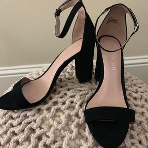 Madden Girl Beella Block Heel Sandal - Black Suede